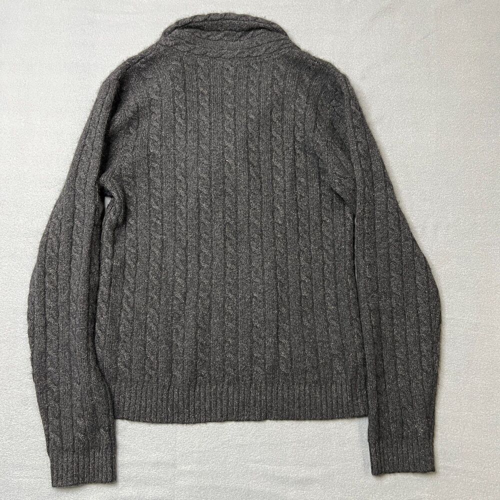 Lauren Ralph Lauren Sweater Women's Medium Gray Cashmere Cable Knit Shawl Collar - Picture 2 of 10